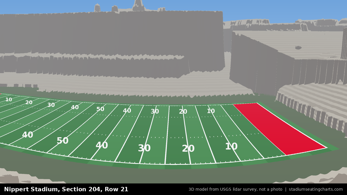 View from Nippert Stadium Section 204, Row 21, looking toward the field