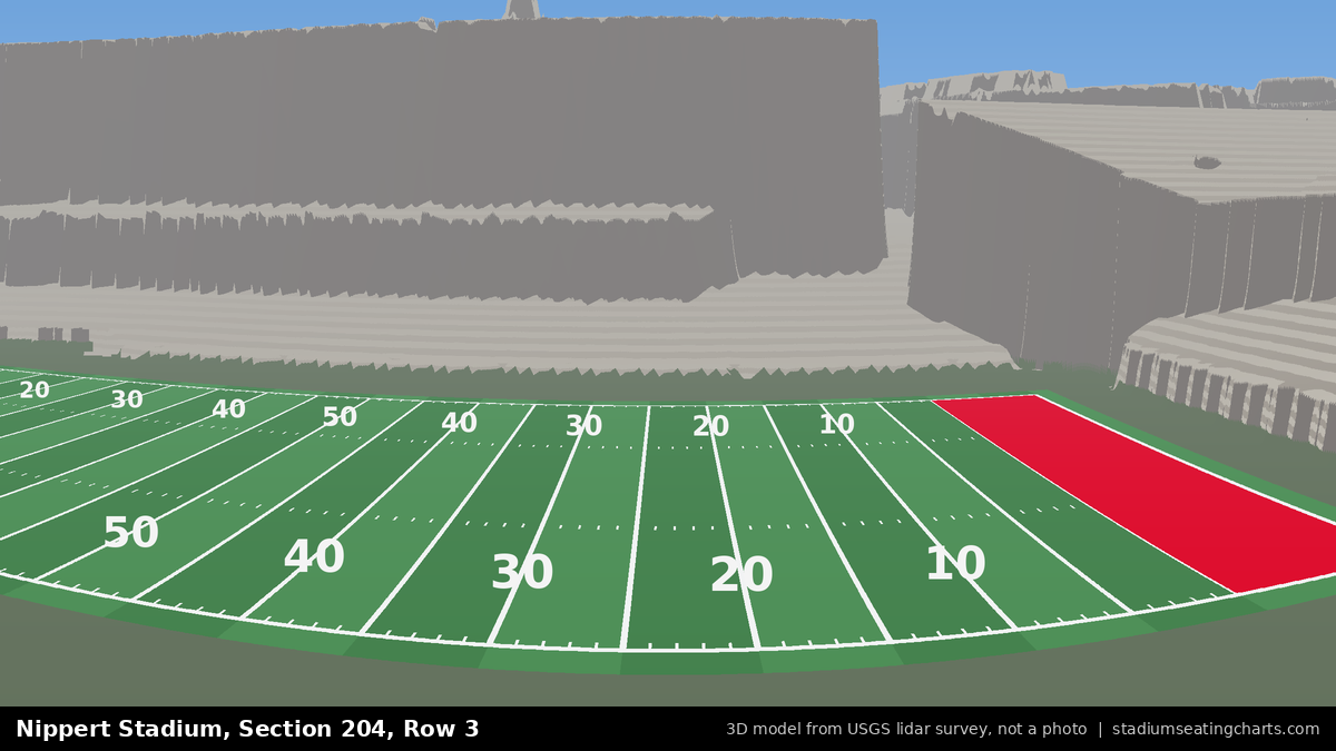 View from Nippert Stadium Section 204, Row 3, looking toward the field