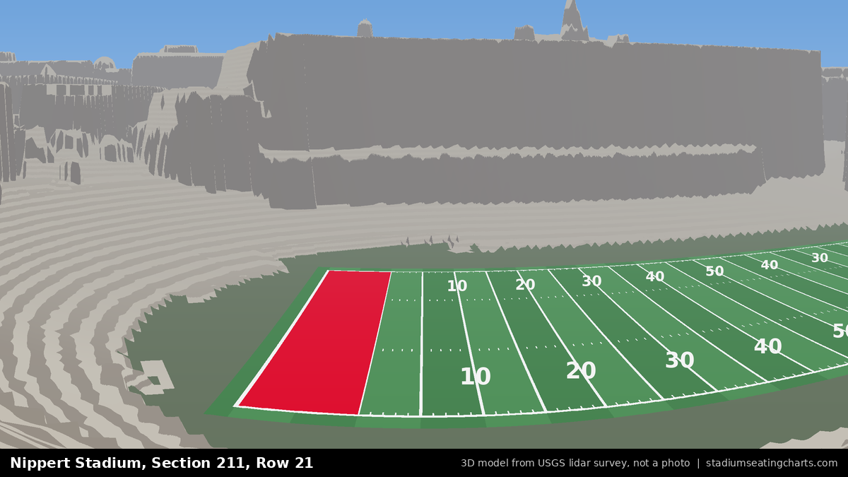 View from Nippert Stadium Section 211, Row 21, looking toward the field