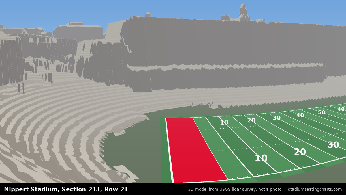 View from Nippert Stadium Section 213, Row 21, looking toward the field