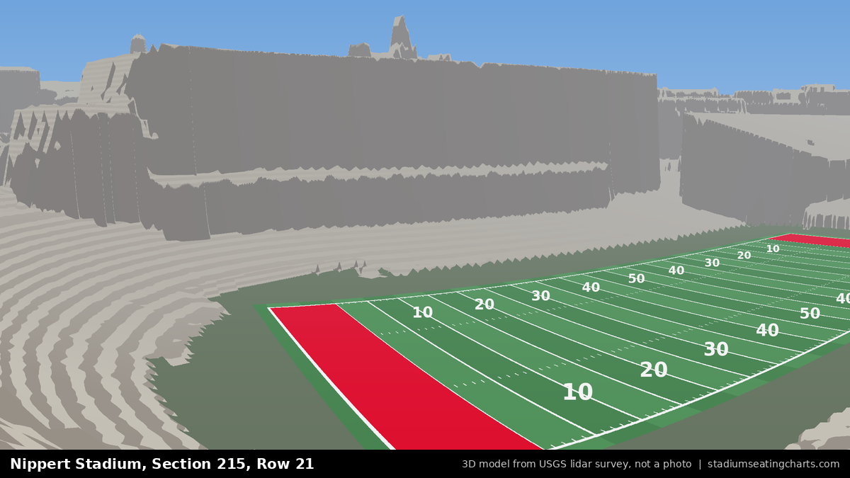 View from Nippert Stadium Section 215, Row 21, looking toward the field