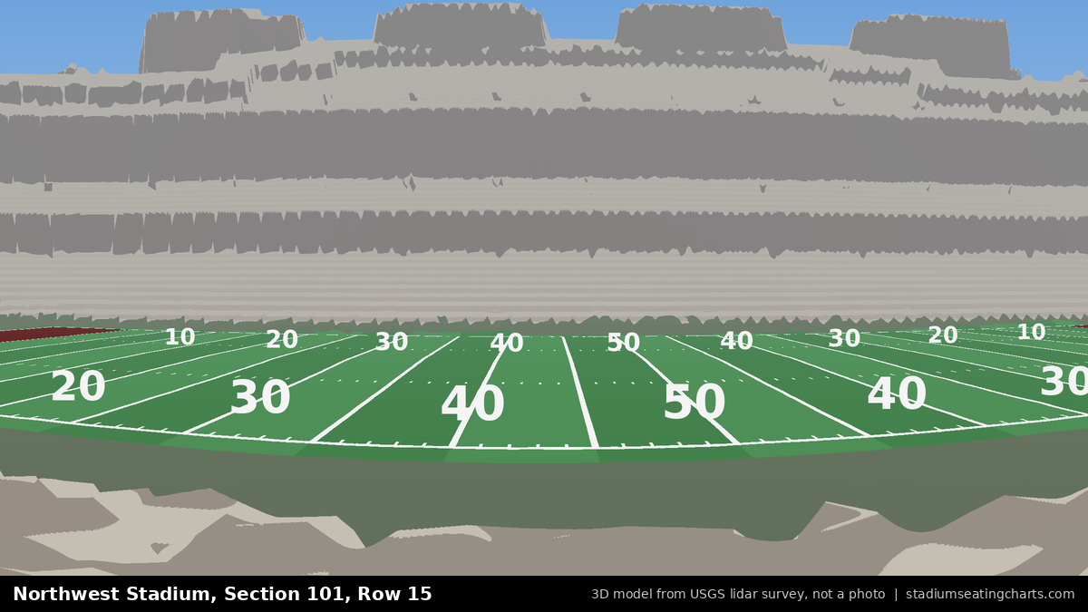 View from Northwest Stadium Section 101, Row 15, looking toward the field