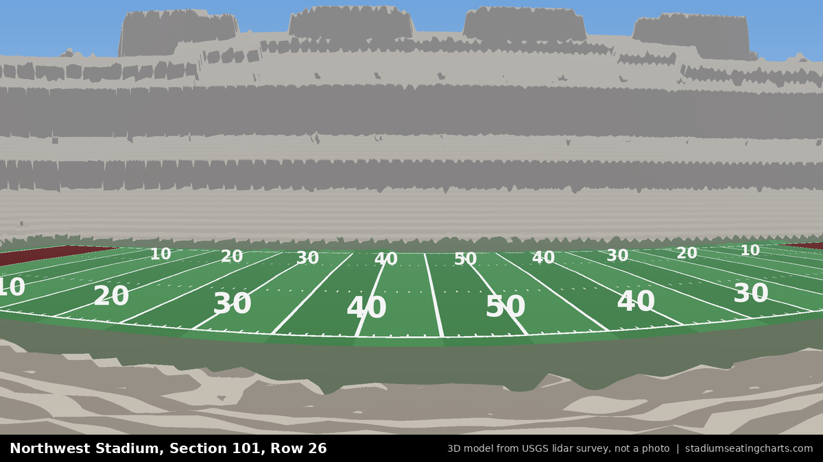 View from Northwest Stadium Section 101, Row 26, looking toward the field