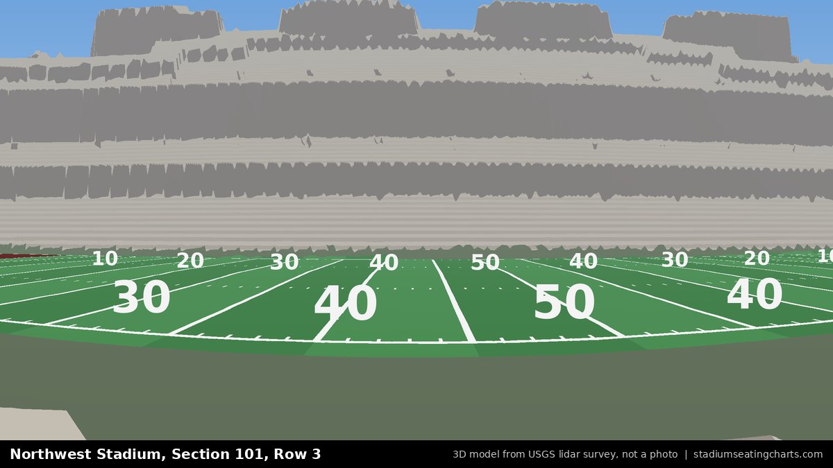 View from Northwest Stadium Section 101, Row 3, looking toward the field