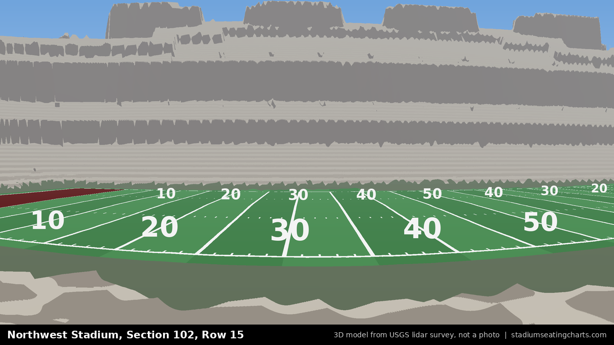 View from Northwest Stadium Section 102, Row 15, looking toward the field
