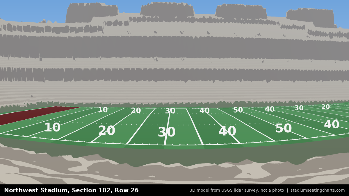 View from Northwest Stadium Section 102, Row 26, looking toward the field