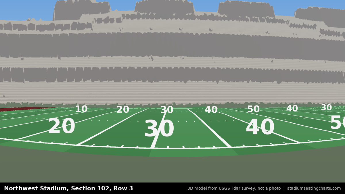View from Northwest Stadium Section 102, Row 3, looking toward the field