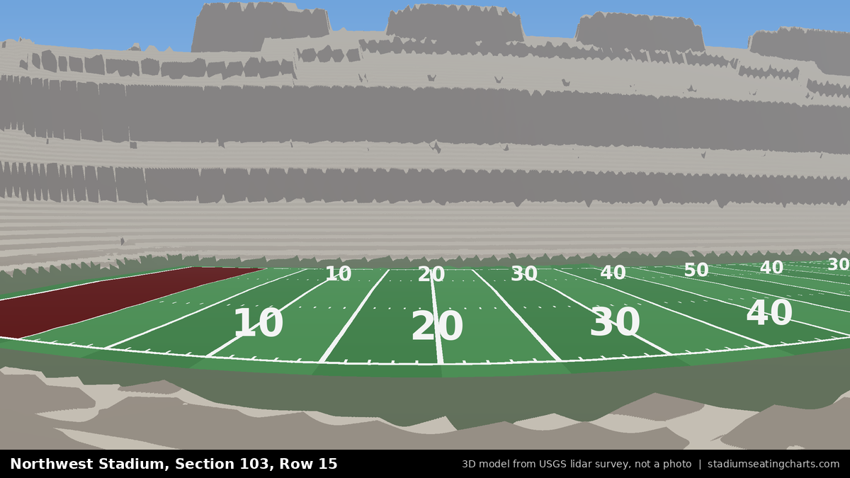 View from Northwest Stadium Section 103, Row 15, looking toward the field