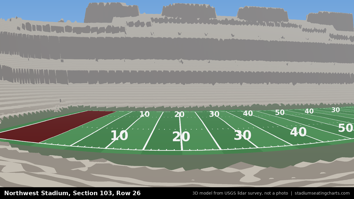 View from Northwest Stadium Section 103, Row 26, looking toward the field