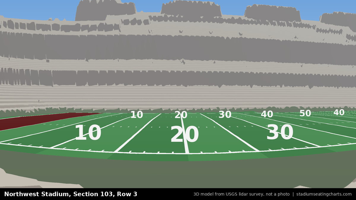 View from Northwest Stadium Section 103, Row 3, looking toward the field