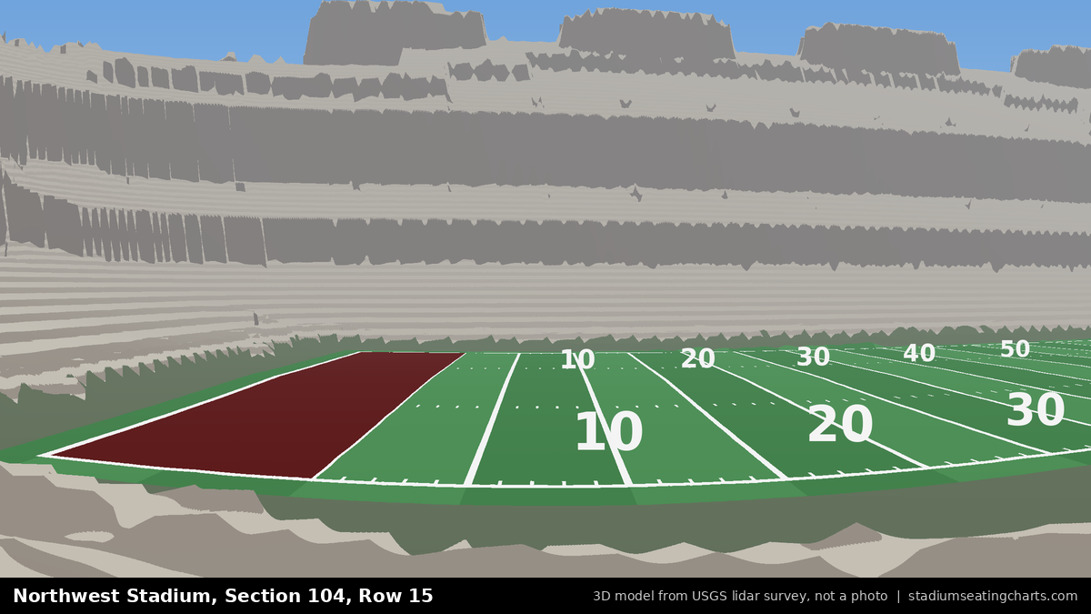 View from Northwest Stadium Section 104, Row 15, looking toward the field