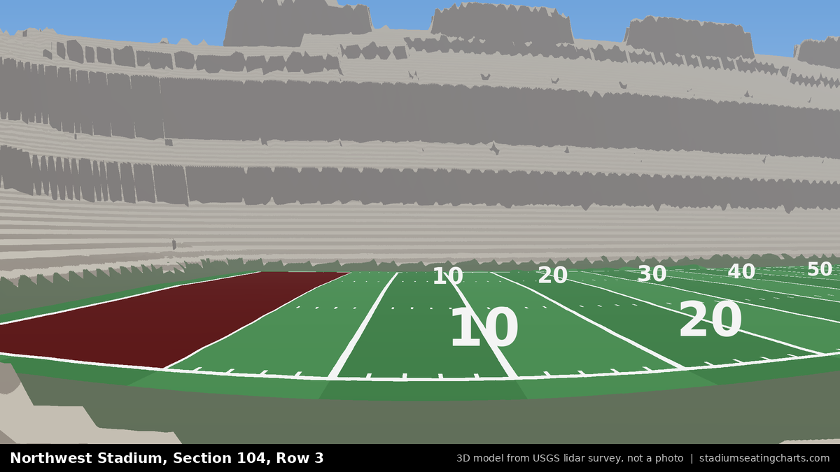 View from Northwest Stadium Section 104, Row 3, looking toward the field