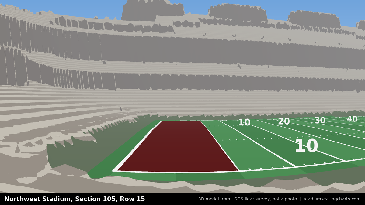View from Northwest Stadium Section 105, Row 15, looking toward the field