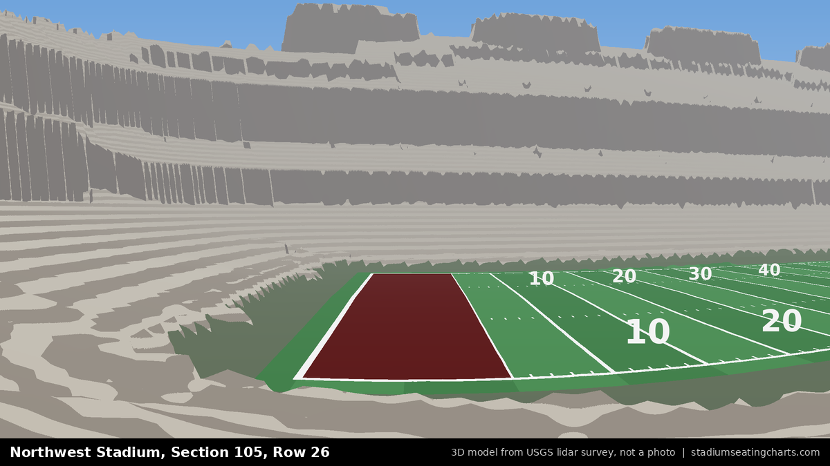 View from Northwest Stadium Section 105, Row 26, looking toward the field