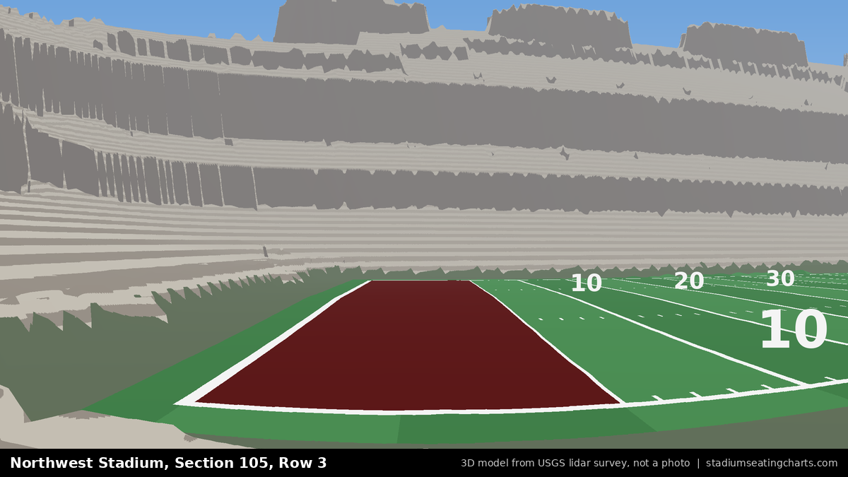 View from Northwest Stadium Section 105, Row 3, looking toward the field