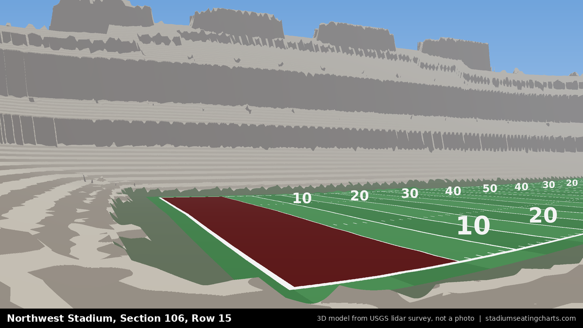 View from Northwest Stadium Section 106, Row 15, looking toward the field