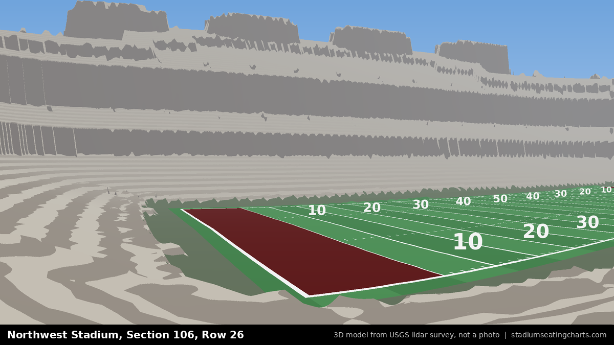 View from Northwest Stadium Section 106, Row 26, looking toward the field