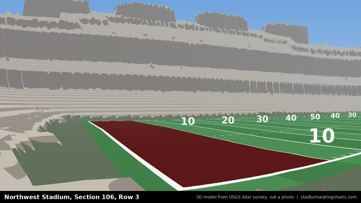 View from Northwest Stadium Section 106, Row 3, looking toward the field