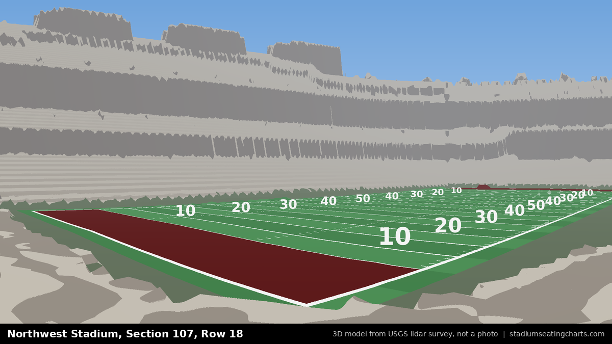 View from Northwest Stadium Section 107, Row 18, looking toward the field