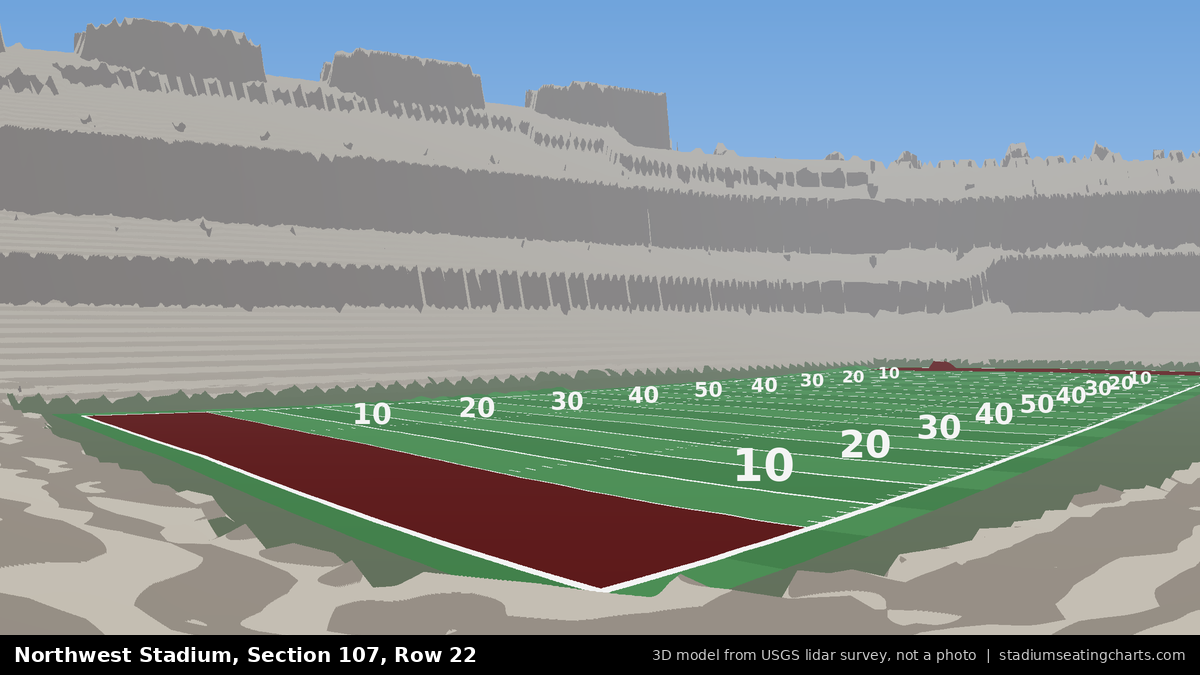View from Northwest Stadium Section 107, Row 22, looking toward the field