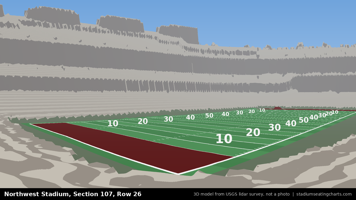 View from Northwest Stadium Section 107, Row 26, looking toward the field