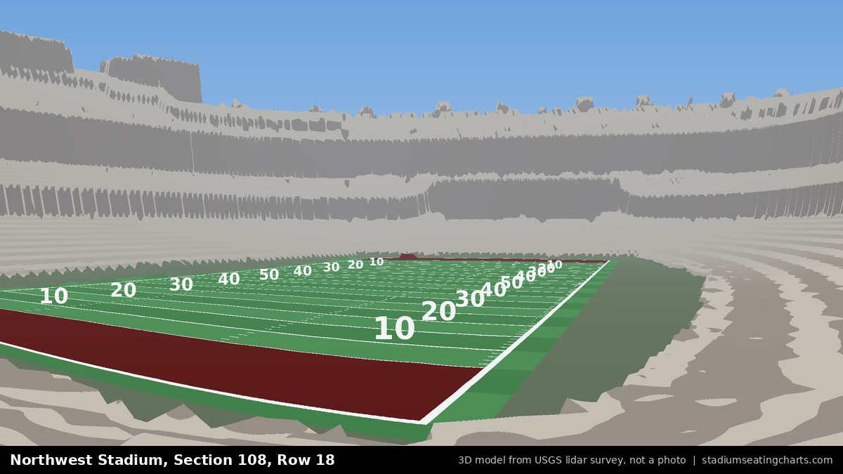 View from Northwest Stadium Section 108, Row 18, looking toward the field