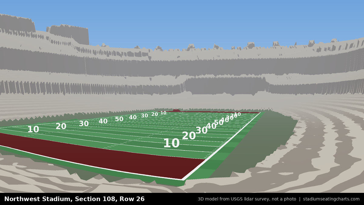 View from Northwest Stadium Section 108, Row 26, looking toward the field