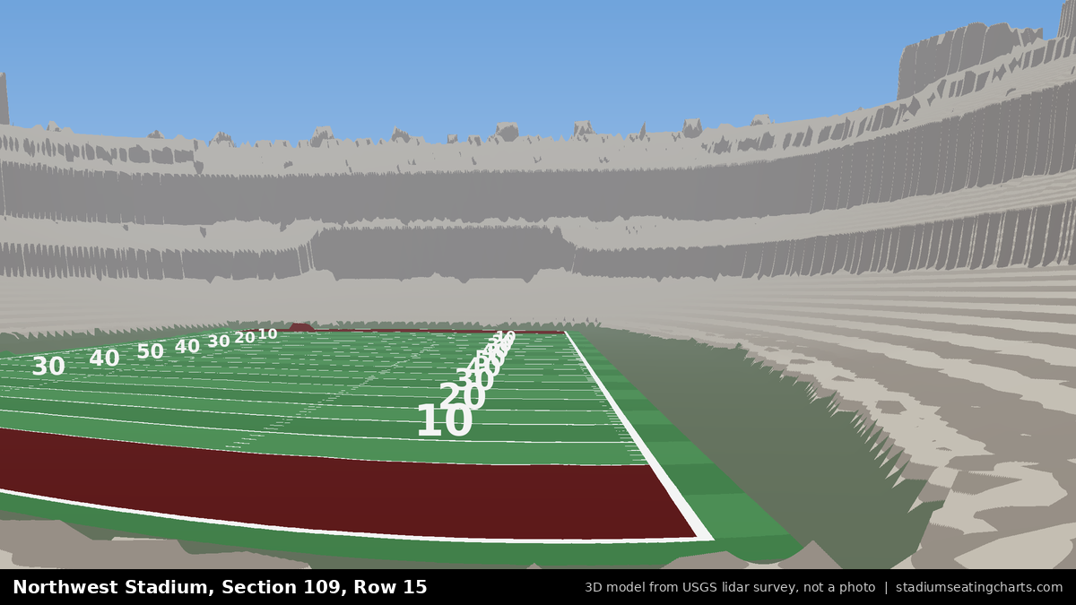 View from Northwest Stadium Section 109, Row 15, looking toward the field
