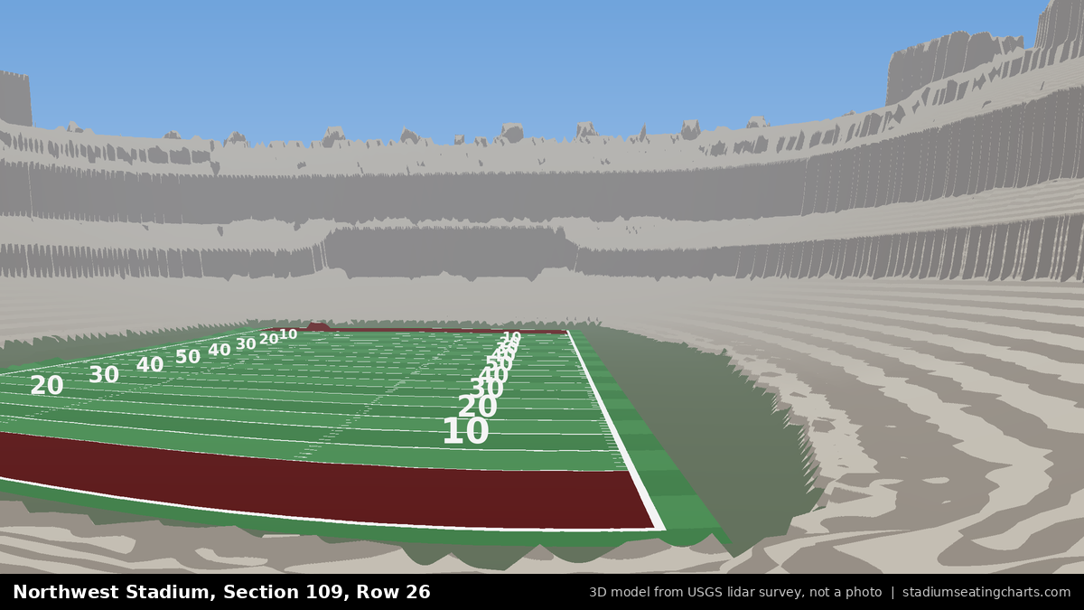 View from Northwest Stadium Section 109, Row 26, looking toward the field