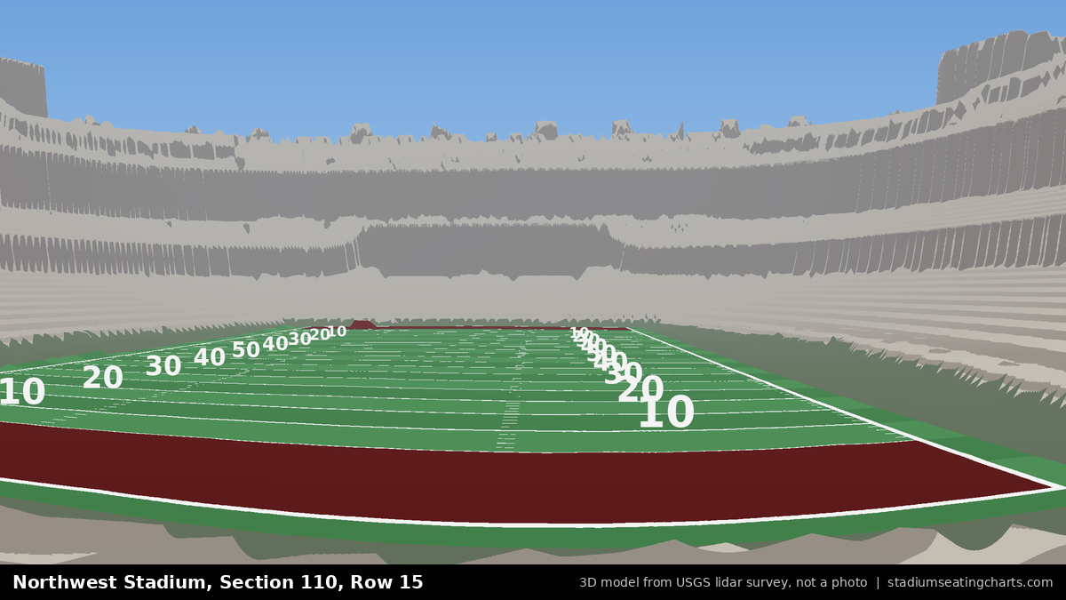 View from Northwest Stadium Section 110, Row 15, looking toward the field
