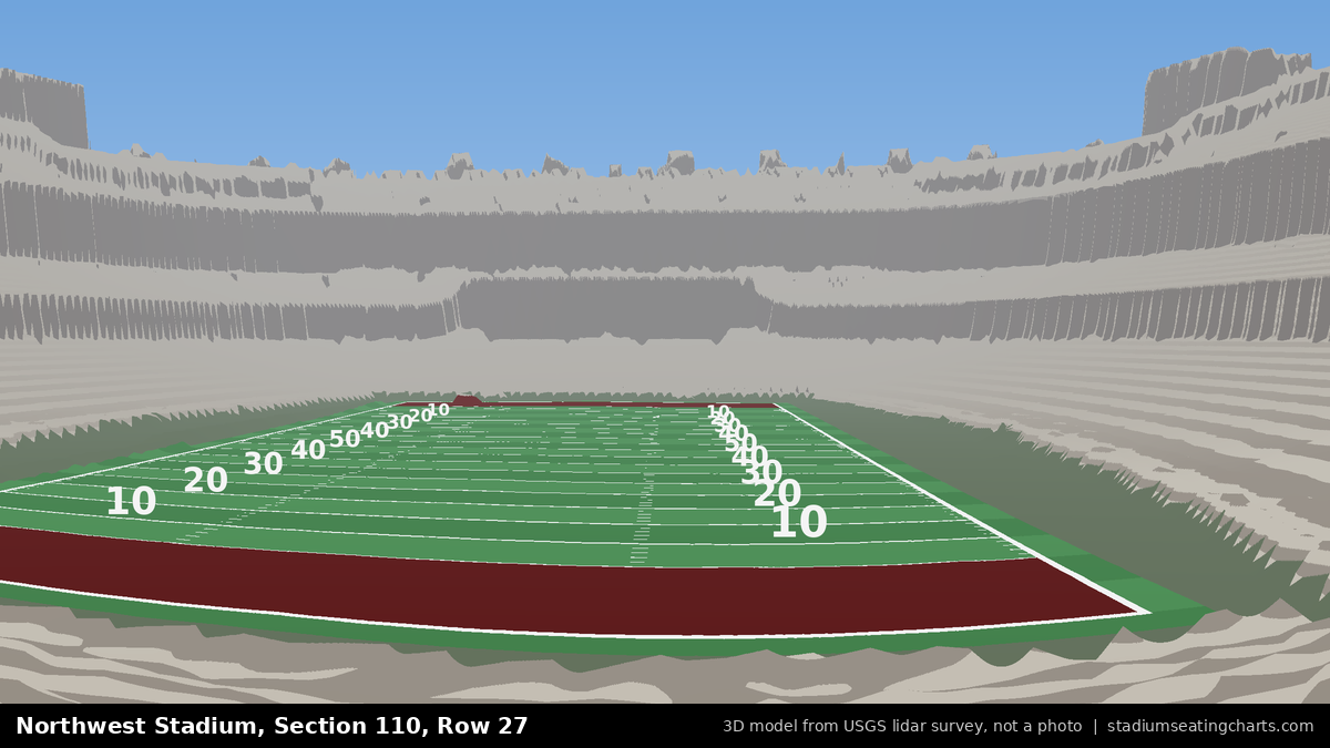View from Northwest Stadium Section 110, Row 27, looking toward the field