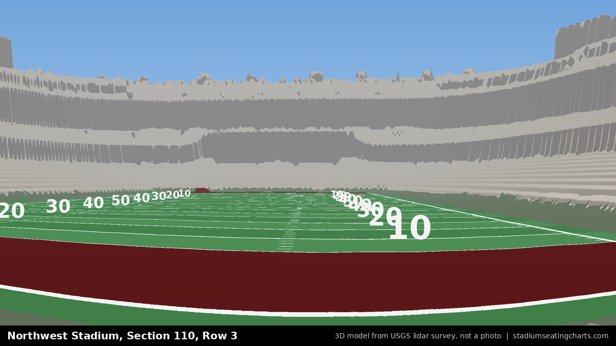 View from Northwest Stadium Section 110, Row 3, looking toward the field