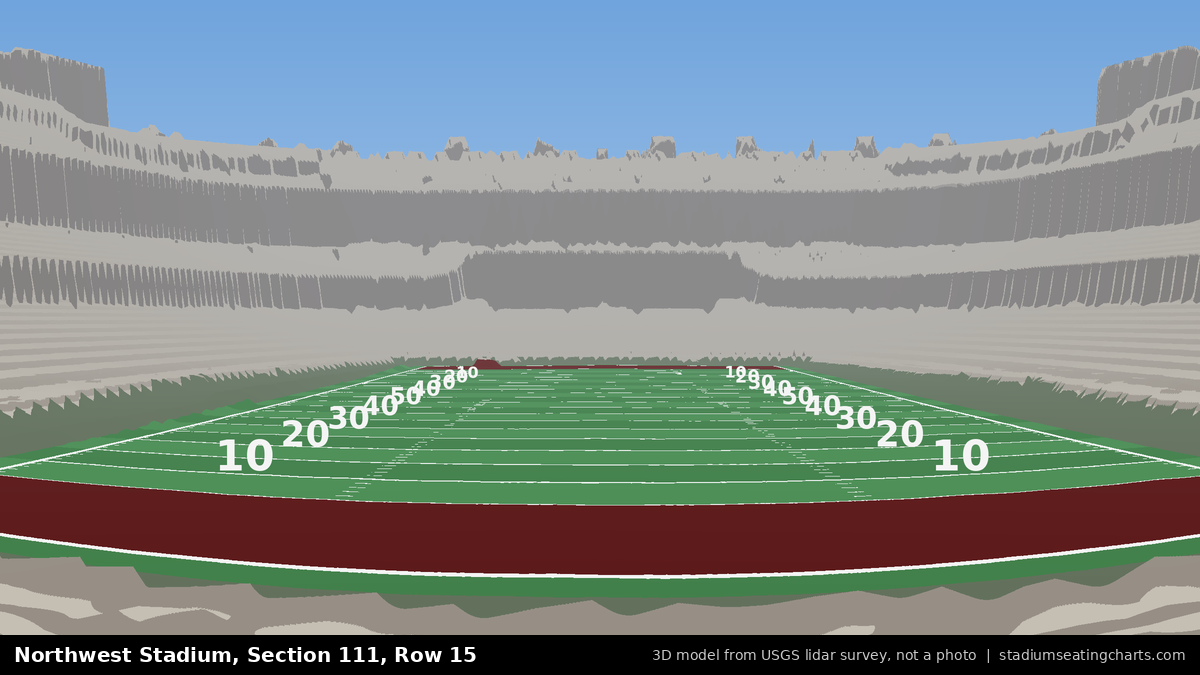 View from Northwest Stadium Section 111, Row 15, looking toward the field