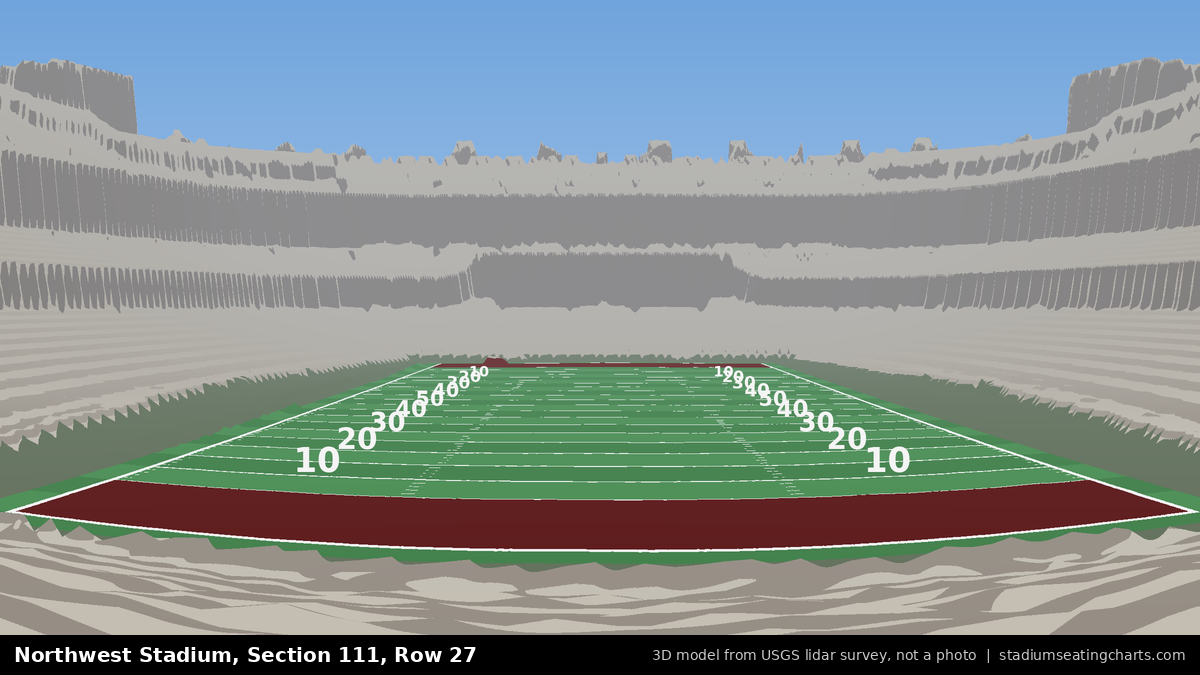 View from Northwest Stadium Section 111, Row 27, looking toward the field