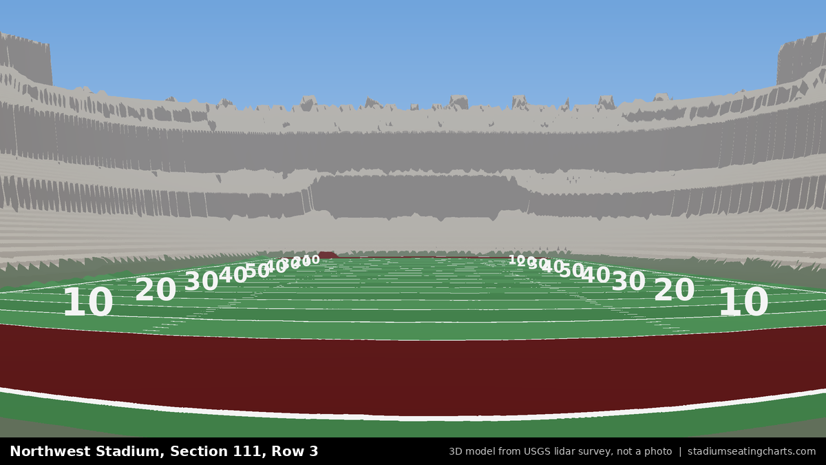 View from Northwest Stadium Section 111, Row 3, looking toward the field