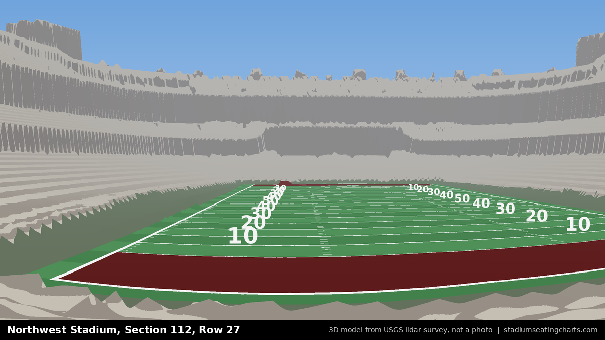 View from Northwest Stadium Section 112, Row 27, looking toward the field