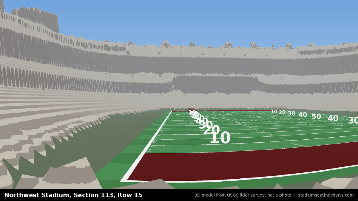 View from Northwest Stadium Section 113, Row 15, looking toward the field