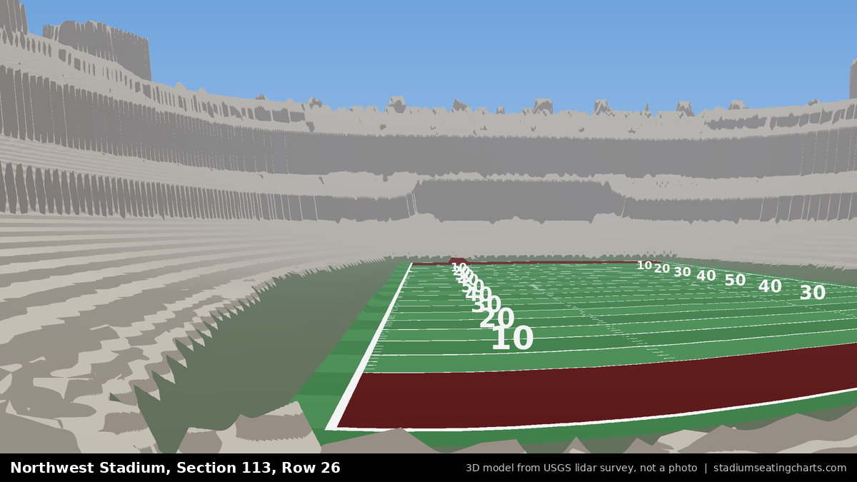 View from Northwest Stadium Section 113, Row 26, looking toward the field