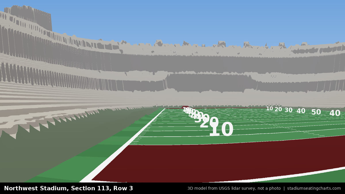 View from Northwest Stadium Section 113, Row 3, looking toward the field