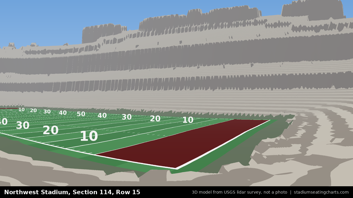View from Northwest Stadium Section 114, Row 15, looking toward the field