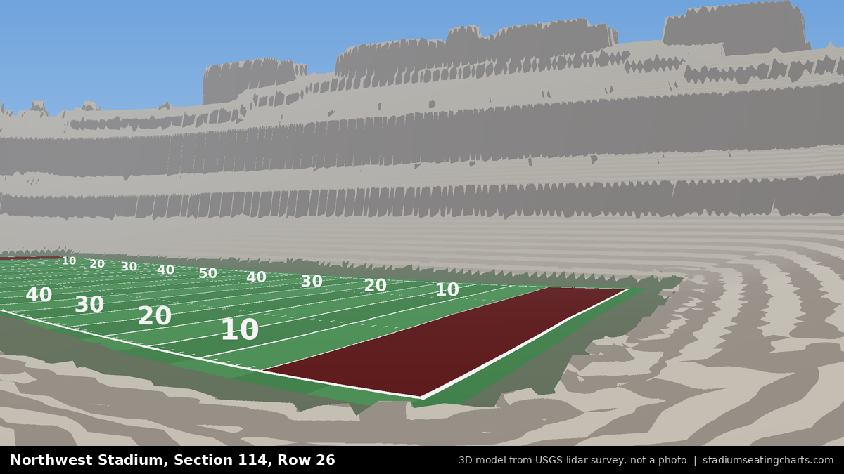 View from Northwest Stadium Section 114, Row 26, looking toward the field
