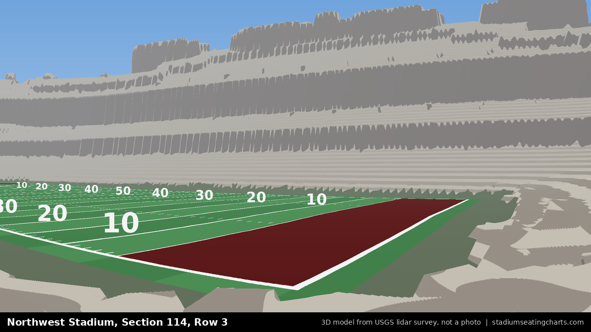 View from Northwest Stadium Section 114, Row 3, looking toward the field
