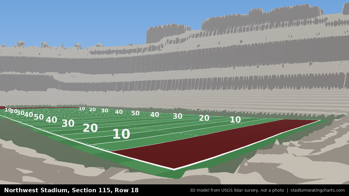 View from Northwest Stadium Section 115, Row 18, looking toward the field