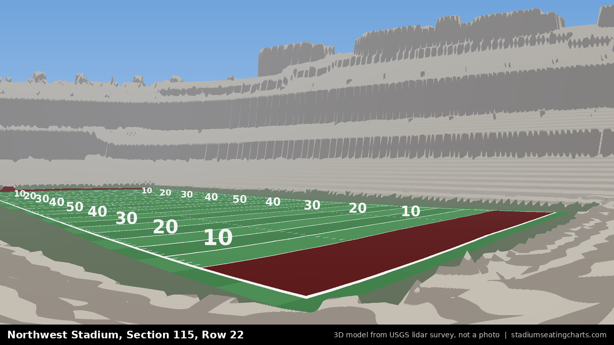 View from Northwest Stadium Section 115, Row 22, looking toward the field
