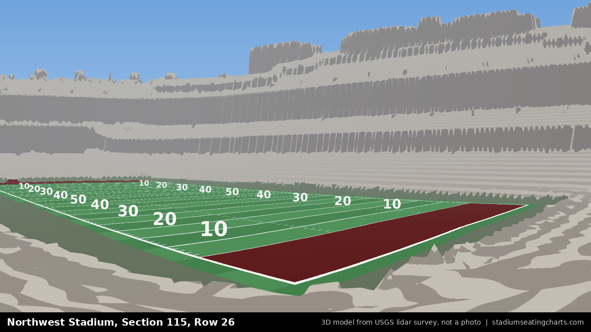 View from Northwest Stadium Section 115, Row 26, looking toward the field