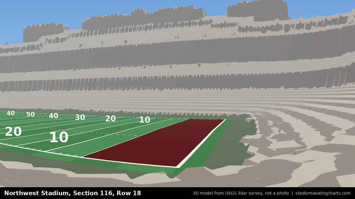 View from Northwest Stadium Section 116, Row 18, looking toward the field