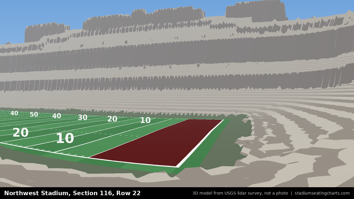 View from Northwest Stadium Section 116, Row 22, looking toward the field