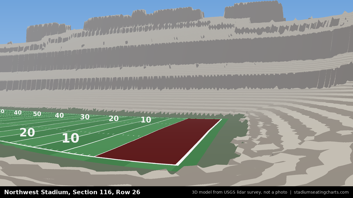 View from Northwest Stadium Section 116, Row 26, looking toward the field
