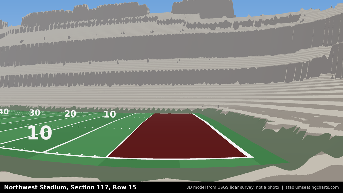 View from Northwest Stadium Section 117, Row 15, looking toward the field