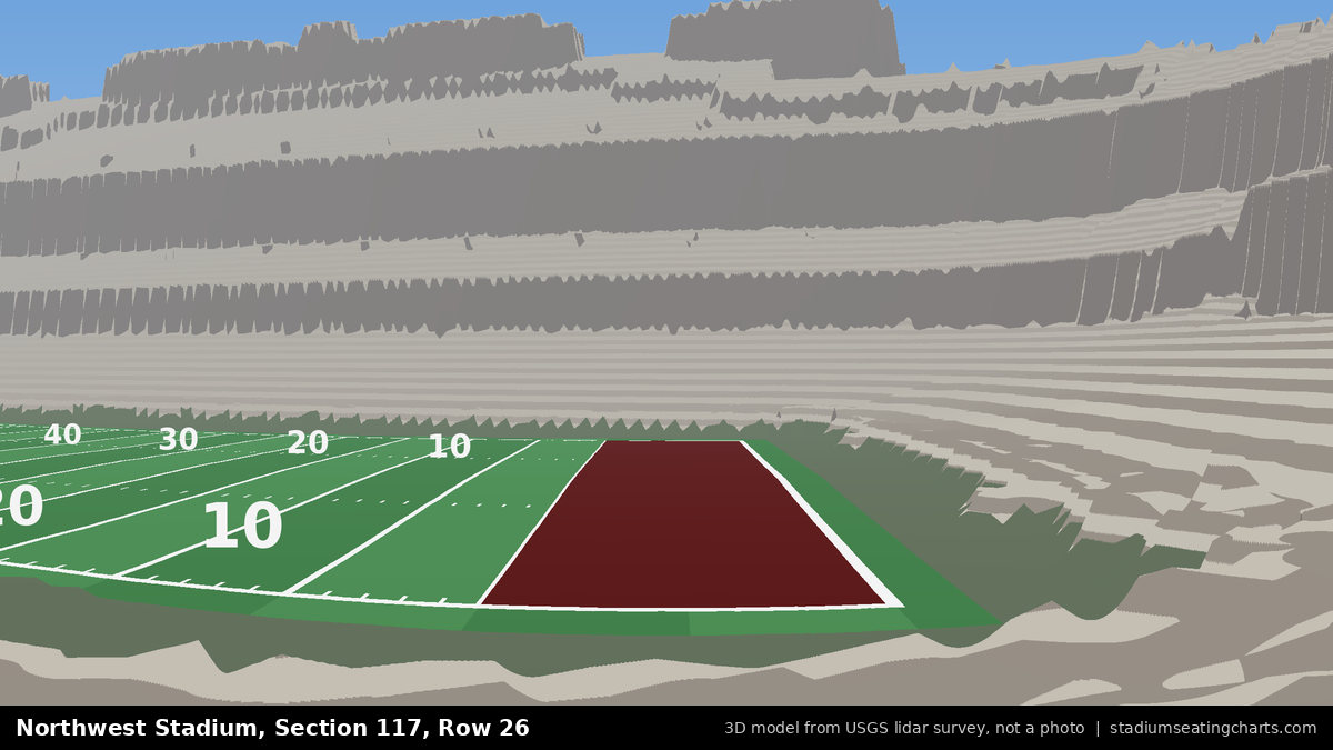 View from Northwest Stadium Section 117, Row 26, looking toward the field